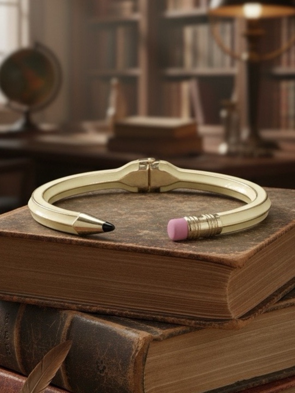 Yellow Pencil Hinge Bangle Bracelet Teacher Gift Back To School Coquette Chic